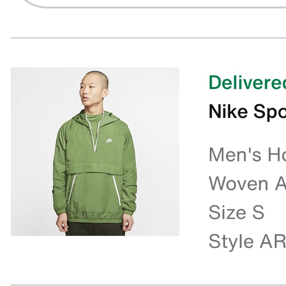 Men’s Nike hooded woven anorak size small